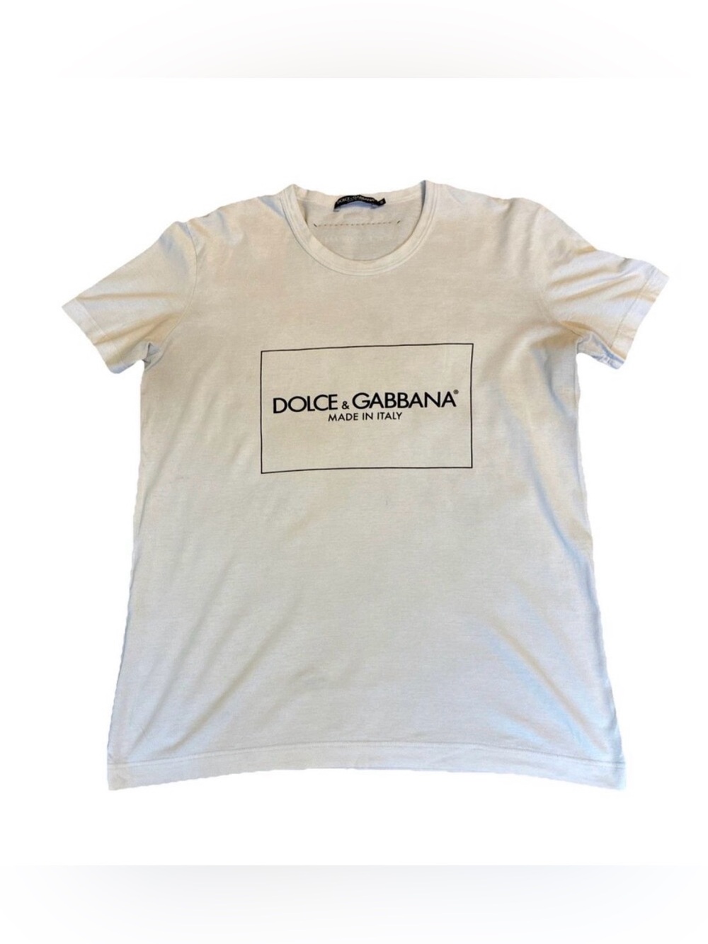 Dolce & Gabbana Rare White Shiny Logo Print Cotton Men's Shirt Limited Ed Sz L